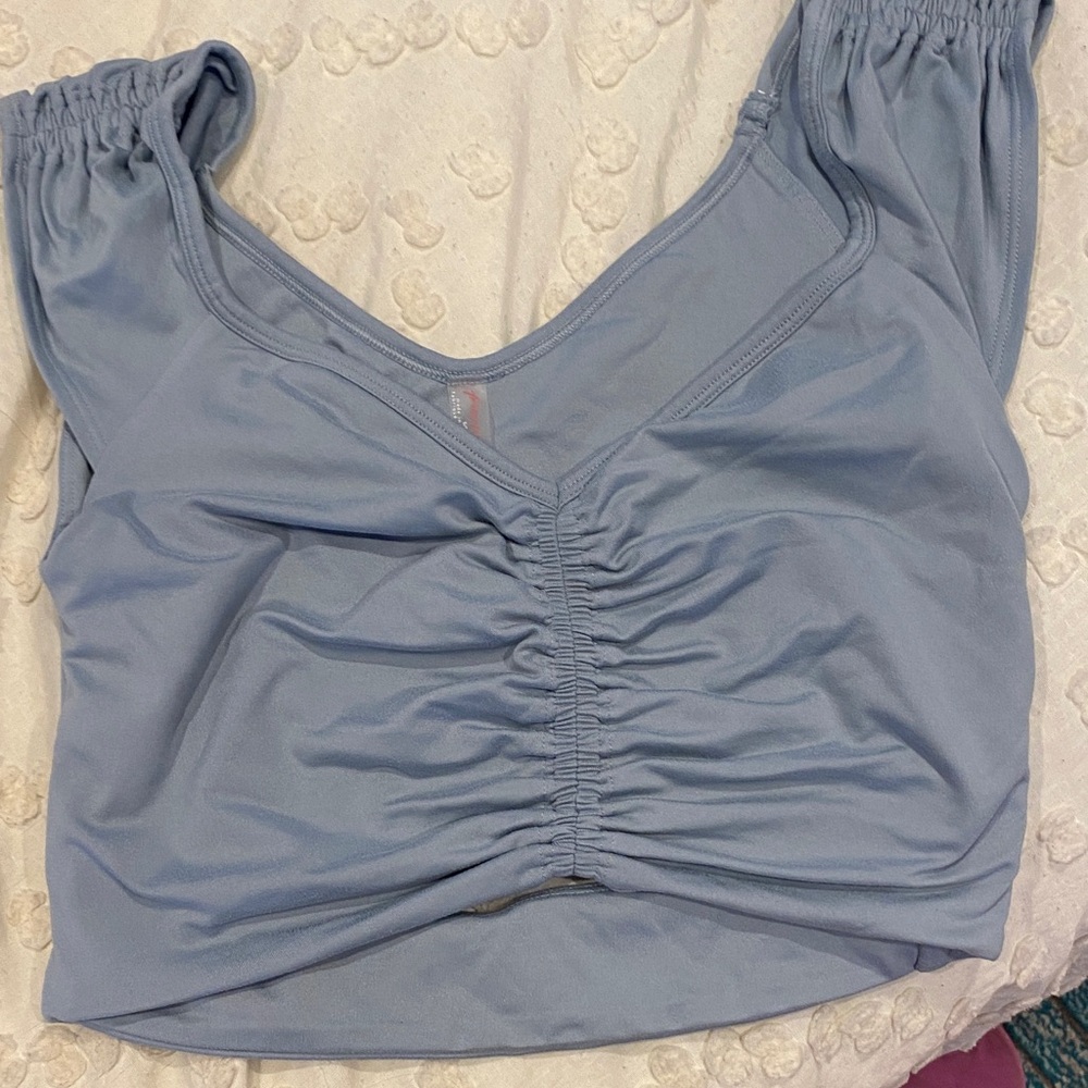 FP Movement Light Blue Ruched athletic top